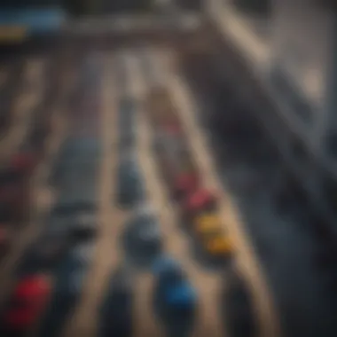 An aerial view of a vibrant Mustang event with a large crowd and numerous Mustangs on display.