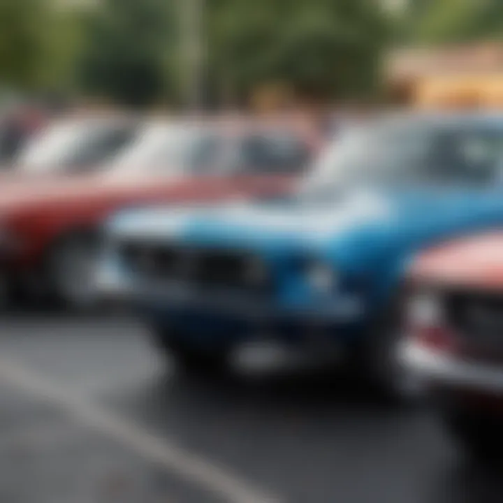 Participants showcasing their Ford Mustangs at a local car meet in Greenville.