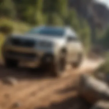 Subaru Outback navigating through a rugged terrain