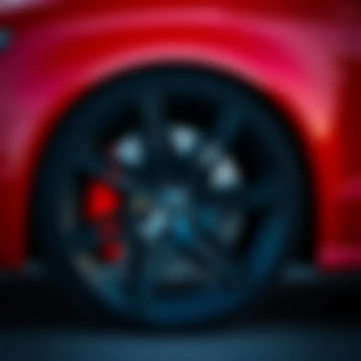 Close-up of Audi S3 wheel and brake system