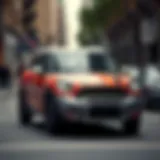 A compact mini SUV parked on an urban street showcasing its stylish design