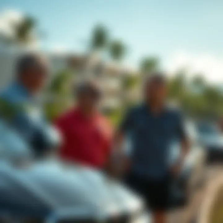 BMW Enthusiasts in Hawaii A group of BMW enthusiasts discussing vehicle performance under Hawaiian sun