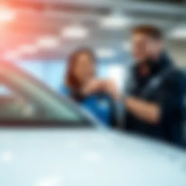 A satisfied customer receiving keys to their new Volkswagen car