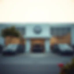 Front view of a Volkswagen dealership in Nanuet showcasing various models