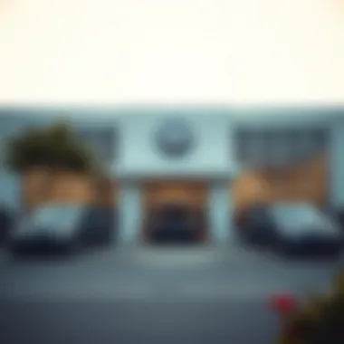 Front view of a Volkswagen dealership in Nanuet showcasing various models