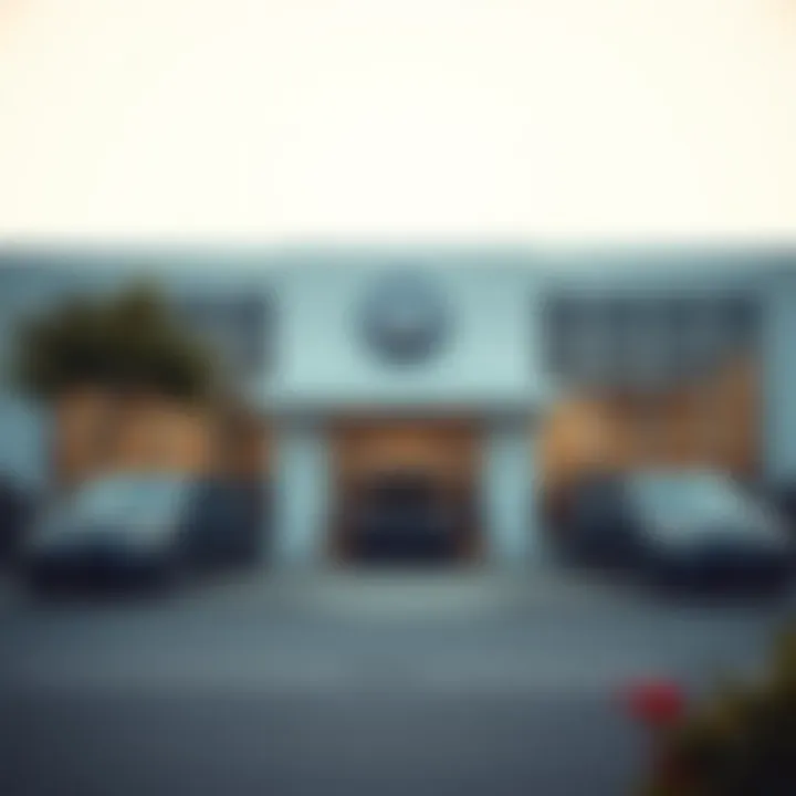 Front view of a Volkswagen dealership in Nanuet showcasing various models