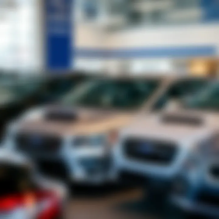 Subaru Models in the Showroom Showroom featuring a variety of Subaru models available for customers