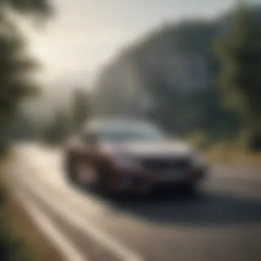 Honda Civic in motion on a scenic road demonstrating performance