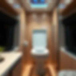 Interior view of a Jayco camper toilet showcasing features