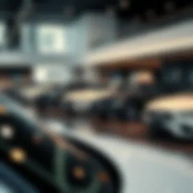 Showroom interior featuring an array of premium Mercedes-Benz models