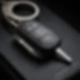 A close-up view of an automotive key fob