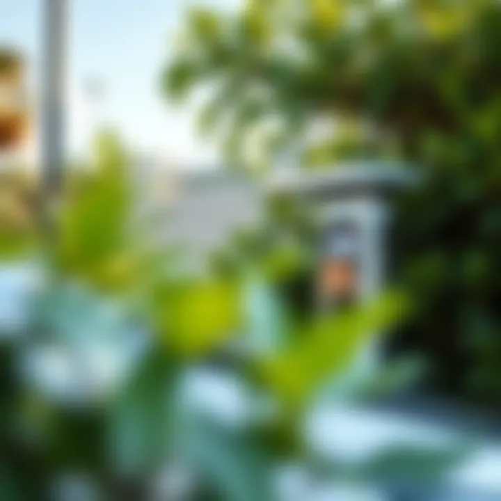 Charging station for electric vehicles surrounded by lush greenery