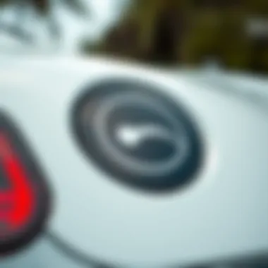 Close-up of an electric car's eco-friendly badge