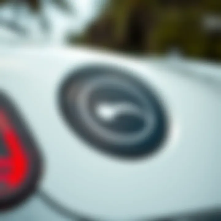 Close-up of an electric car's eco-friendly badge