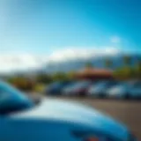Scenic view of Oahu with electric vehicles parked