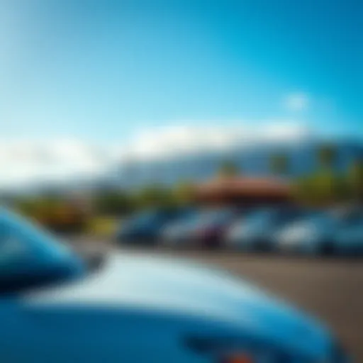 Scenic view of Oahu with electric vehicles parked