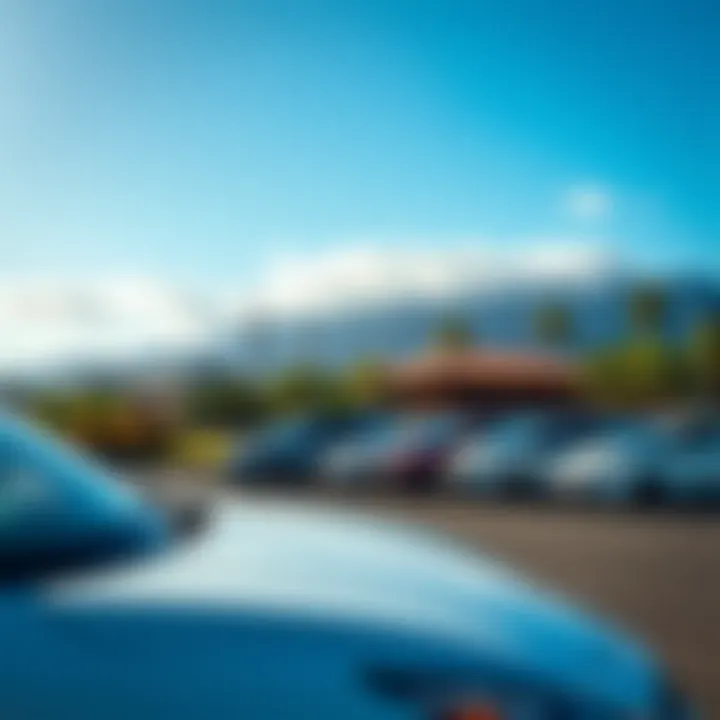 Scenic view of Oahu with electric vehicles parked