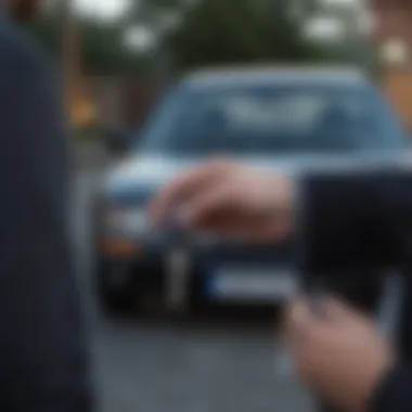 An individual handing over car keys