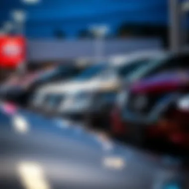 Close-up of Nissan vehicles displaying advanced technology features