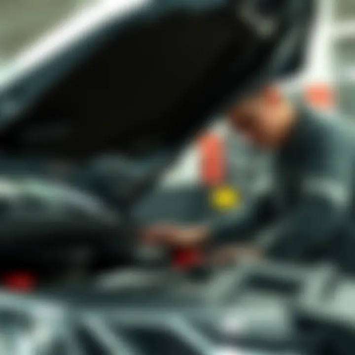 Mechanic Inspecting Engine of 2016 Chevy Cruze Limited LT A mechanic examining the engine of a 2016 Chevy Cruze Limited LT