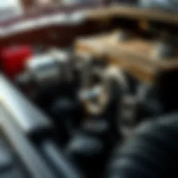 Close-up of an engine with visible oil leak