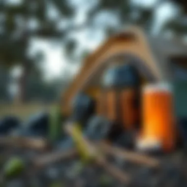 A well-organized camping gear setup