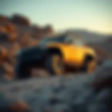 Electric vehicle navigating rugged terrain