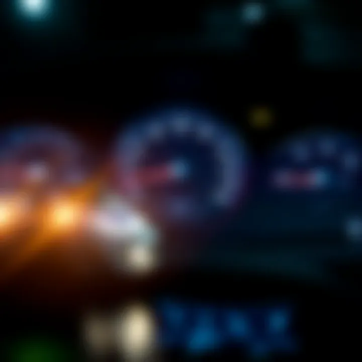 Performance metrics display representing power and efficiency