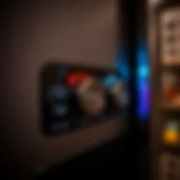 Close-up of RV refrigerator control panel showing settings