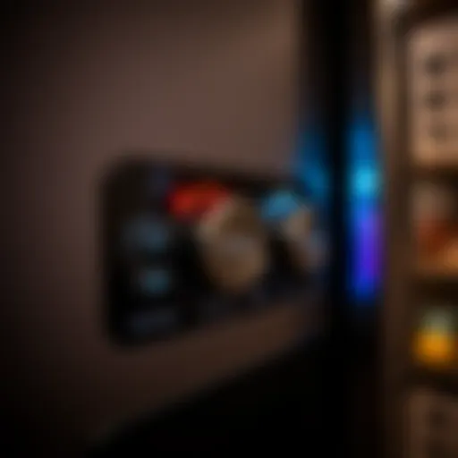 Close-up of RV refrigerator control panel showing settings