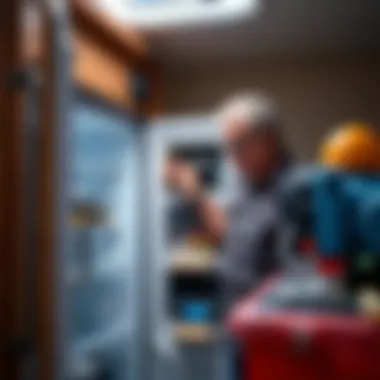 Inspecting Your RV Refrigerator Components RV owner inspecting refrigerator components