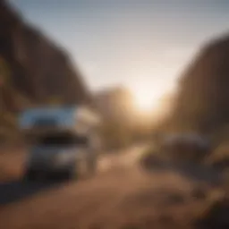 Scenic view of truck campers at a campsite in Phoenix