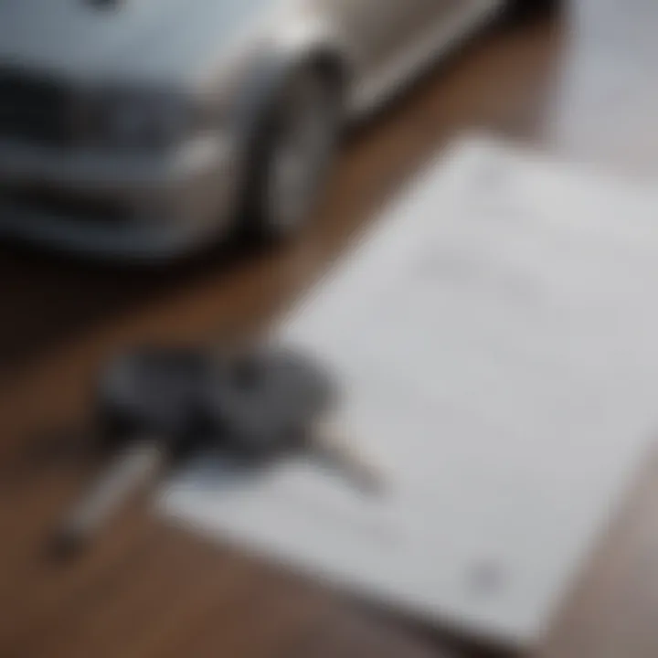 Car keys on a table with a lease document