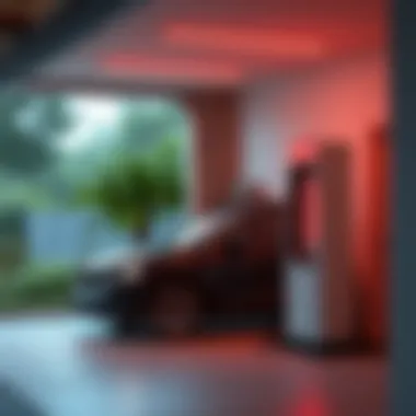 Electric vehicle charging station in a home garage