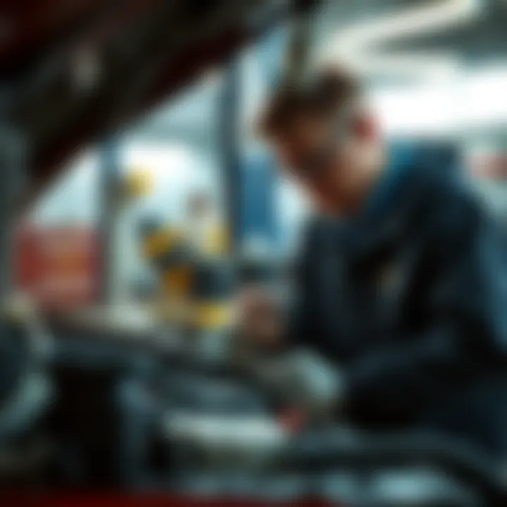 Automotive technician analyzing ignition components