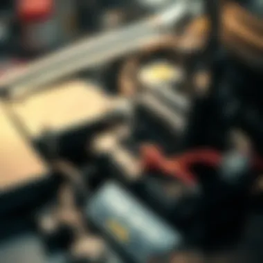 Close-up view of a Toyota Camry hybrid battery for maintenance check