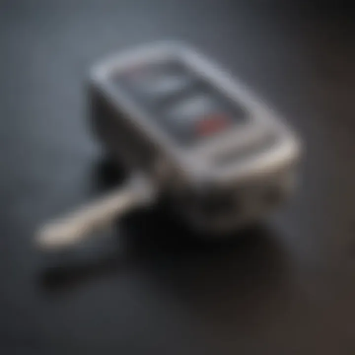 A close-up view of a universal RV key, showcasing its unique design and features.