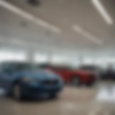 A financial consultation desk in a used car dealership